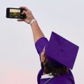 Honor Speaker Janson Cunningham takes a selfie before his speech.